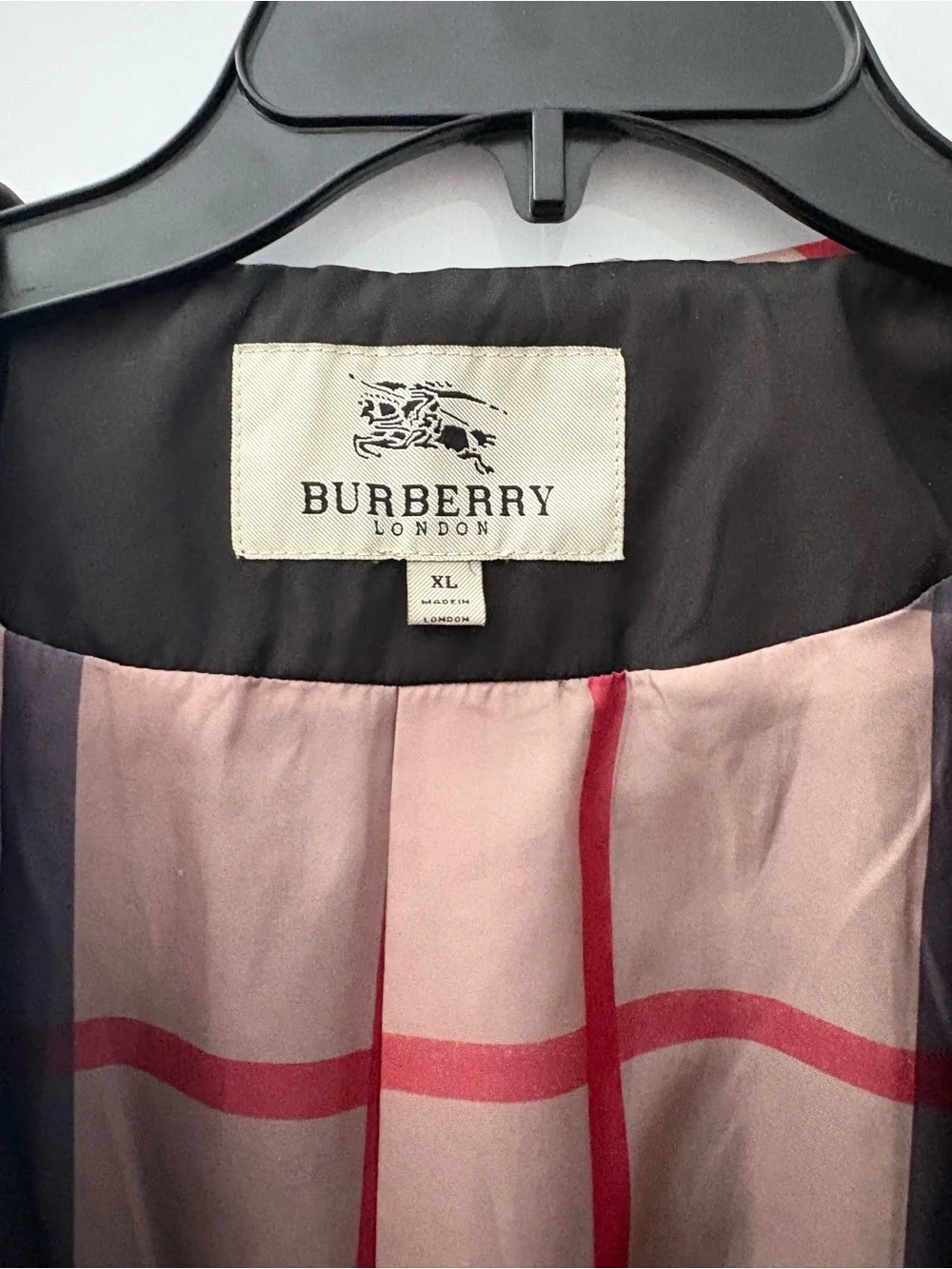 Burberry Black Double-Breasted Trench Coat with Check Collar XL classic plaid. - Picture 6 of 11